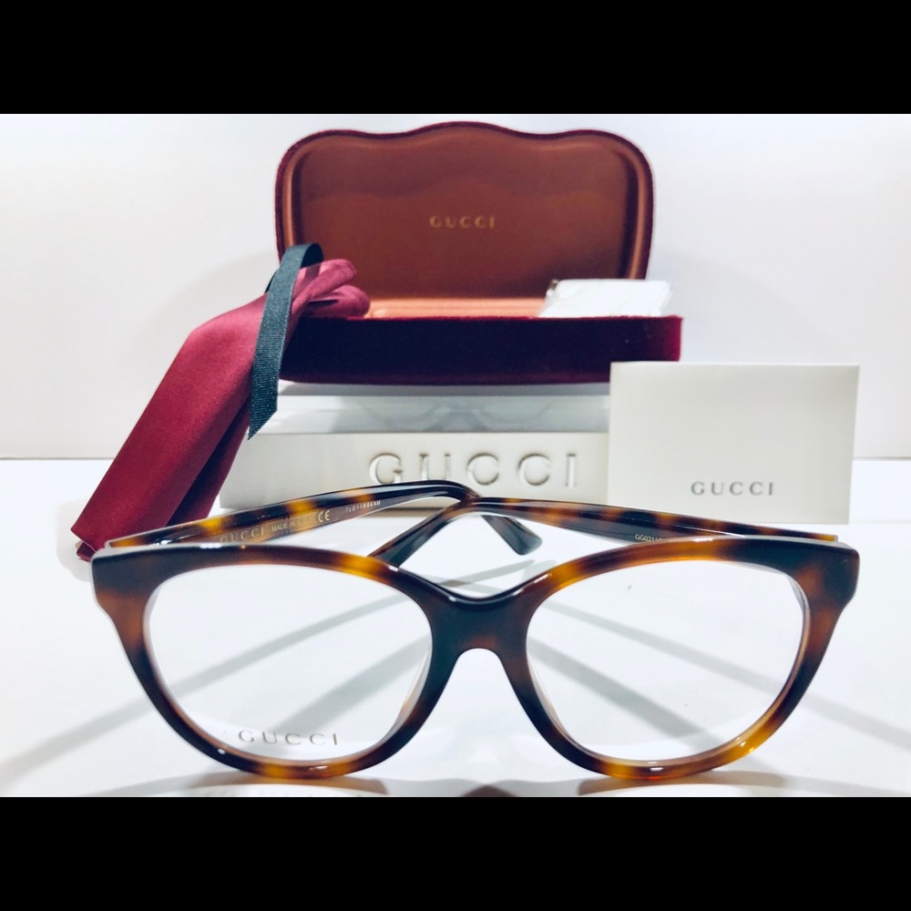 Gucci Eyeglasses Light Havana Brown Cat Eye New